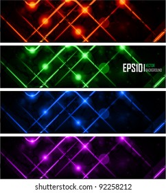 Vector illustration of futuristic color abstract glowing banners