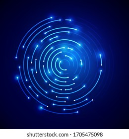 Vector Illustration Futuristic Connection Cirlce. Connected Line In Cyber Look