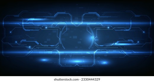 Vector illustration of futuristic digital horizon space and hi-tech vision for advertising backgruond and game artwork.Digital innovation and technology concepts.