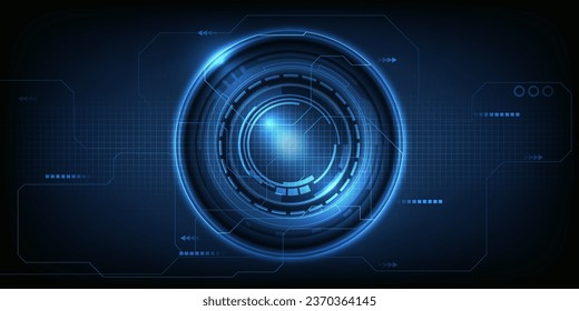 Vector illustration of futuristic digital technology hi-tech space with HUD,grid,digital pattern for advertising and game artwork.Future digital communication technology concepts.