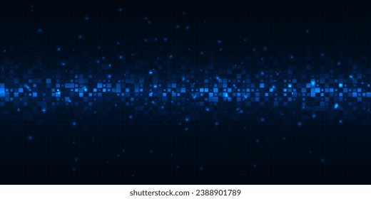 Vector illustration of futuristic digital technology background with horizontal glowing dot pattern and grid field and hi tech for advertising and game graphic 