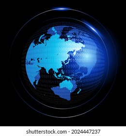 Vector illustration of futuristic Earth in binary numbers
