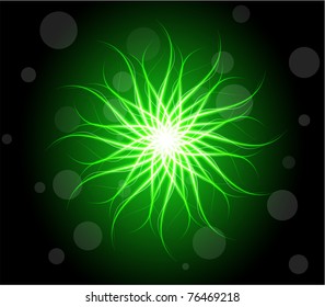 Vector illustration of futuristic green abstract glowing background