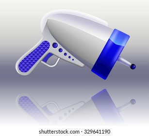 Vector illustration of futuristic gun. Gradient mesh. Plasmag-un. Laser. Retro-futuristic pistol