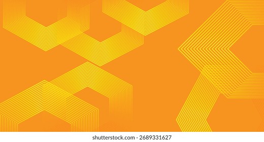 Ilustração de vetor. Fundo de grade hexagonal futurista, cor amarela.