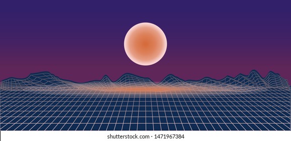 Vector illustration with futuristic landscape