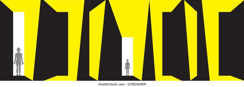 Vektorgrafik des futuristischen Mannes in dreidimensionalem Raum für Hintergrund, Banner oder Design-Element
