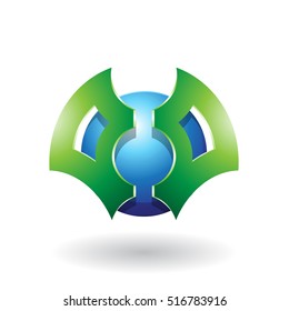 Vektorgrafik einer futuristisch geformten abstrakten Fläche und eines Blade-Symbols einzeln auf weißem Hintergrund