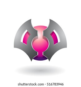 Ilustración vectorial de una esfera abstracta de forma futurista e icono de hoja aislados en un fondo blanco