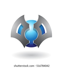 Ilustración vectorial de una esfera abstracta de forma futurista e icono de hoja aislados en un fondo blanco