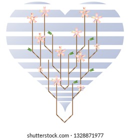 Vector illustration of futuristic tree. technology and science conceptual design. Technology and nature interaction metaphor.