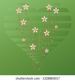 Vector illustration of futuristic tree, technology and science conceptual design. Technology and nature interaction metaphor.