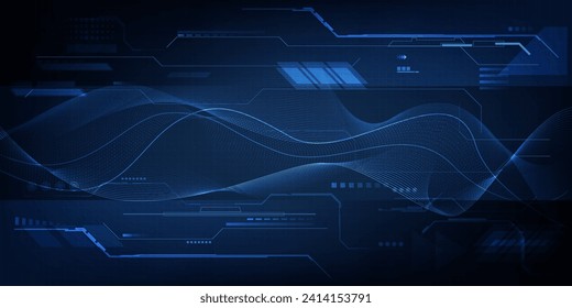 Vector illustration of futuristic waveform dot connecting network.Digital communication innovation and technology concepts.  