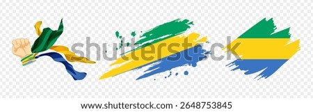 Vector illustration of Gabon flag composition on transparent background