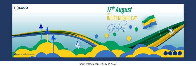 Dibujo vectorial de la plantilla de fuente de noticias del Día de la Independencia de Gabón