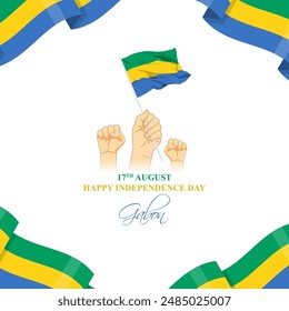 Vector illustration of Gabon Independence Day social media feed template