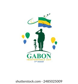 Vector illustration of Gabon Independence Day social media feed template