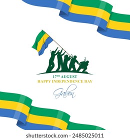 Vector illustration of Gabon Independence Day social media feed template
