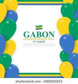Vector illustration of Gabon Independence Day social media feed template