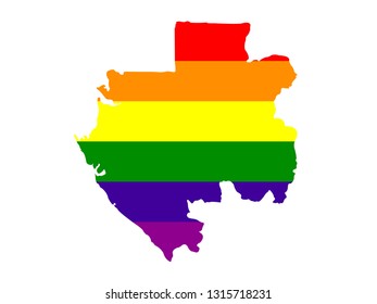 vector illustration of Gabon map with LGBT flag