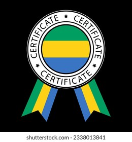 Vector illustration of Gabon ribbon certificate on black background.