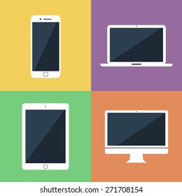Vector illustration of gadget icons. Flat style.