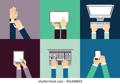 Vector illustration of gadget icons. Flat style.
