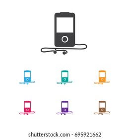 Vector Illustration Of Gadget Symbol On Media Device Icon. Premium Quality Isolated Mp3 Player Element In Trendy Flat Style.
