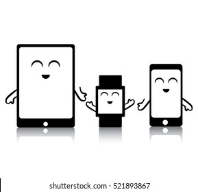 Vector illustration of a gadgets family