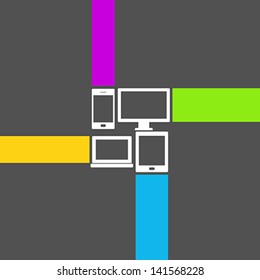 vector illustration of gadgets icon with color stripes