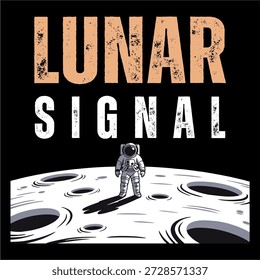 Vektorgrafik mit Galaxiehintergrund, die "LUNAR SIGNAL" in einer kosmischen Schrift sagt. Perfekt für T-Shirts, Hüte, Becher und mehr.