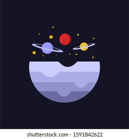Vector illustration of galaxy. Flat design illustration. Vector illustration.