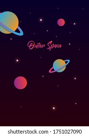 Vector illustration of galaxy with little shiny stars and planets 