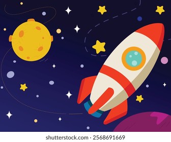 A vector illustration of Galaxy Outer Space Rocket