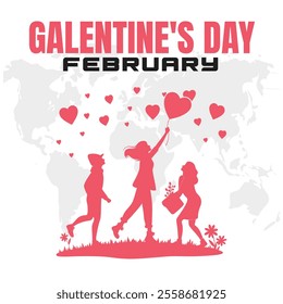 vector illustration for GALENTINE'S DAY social media post background