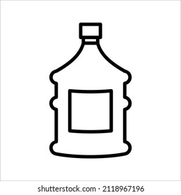 Vector illustration of gallon icon large clear plastic bottled mineral water container symbol on white background.