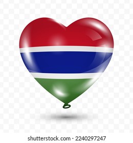 Vector illustration of a Gambia country love balloon on transparent background (PNG). Flying love balloons for Independence Day celebration.
