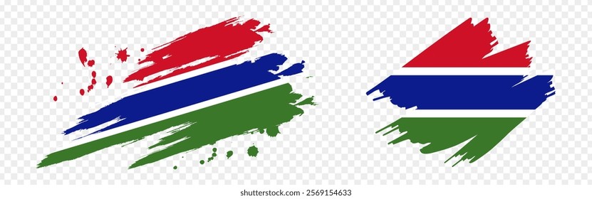 Vector illustration of Gambia flag in brush stroke effect on transparent background