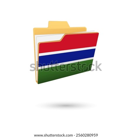 Vector illustration of Gambia flag isolated in file folder on white background.