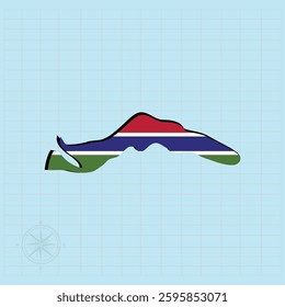 Vector illustration of The Gambia flag map.