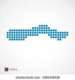 Vector illustration of Gambia map dotted basic shape icons and flag