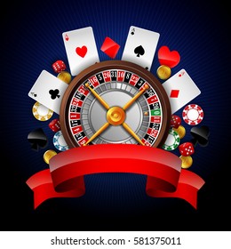 Vector illustration of Gambling background with casino element