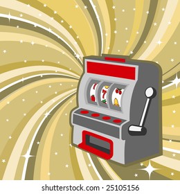 Vector illustration of gambling machine on the beautiful shiny background