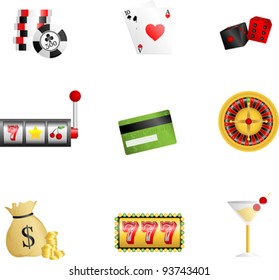 A vector illustration of gambling related icons