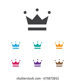 Vector Illustration Of Gambling Symbol On Crown Icon. Premium Quality Isolated Coronet Element In Trendy Flat Style.