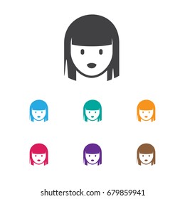 Vector Illustration Of Gambling Symbol On Casino Girl Icon. Premium Quality Isolated Female Face Element In Trendy Flat Style.