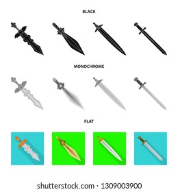 Vector illustration of game  and armor  icon. Collection of game  and blade  stock vector illustration.