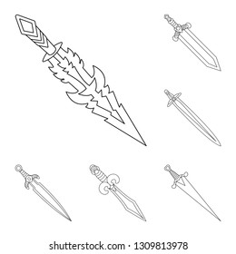 Vector illustration of game  and armor  icon. Collection of game  and blade  stock symbol for web.