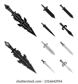 Vector illustration of game  and armor  icon. Collection of game  and blade  stock symbol for web.