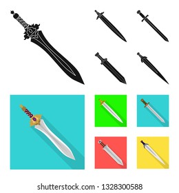 Vector illustration of game  and armor  icon. Set of game  and blade  vector icon for stock.